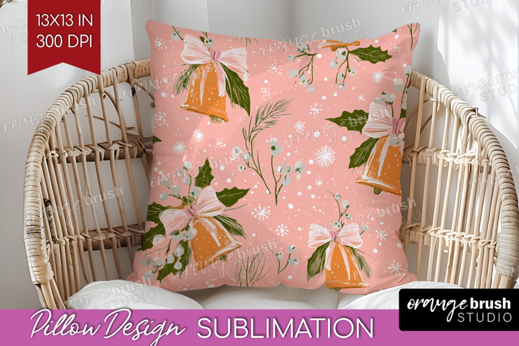 Pink Christmas Pillow Sublimation - Coquette Xmas Pillow PNG