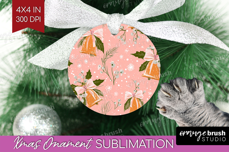 Pink Christmas Ornament PNG - Coquette Xmas PNG Sublimation