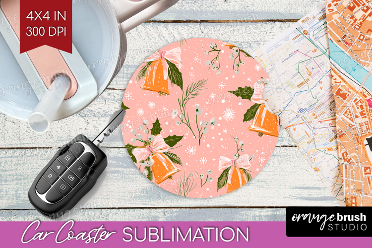 Pink Christmas Car Coaster - Coquette Xmas Coaster PNG