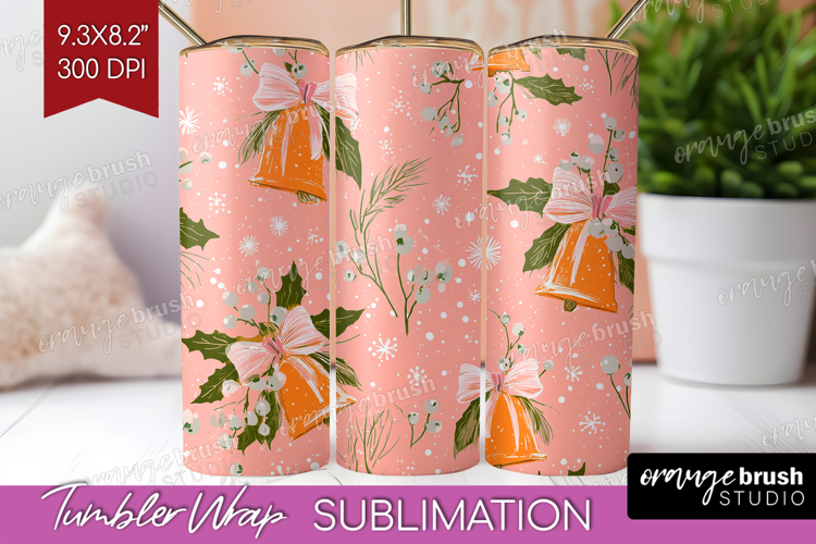 Pink Christmas Tumbler Wrap - Coquette Xmas Tumbler PNG