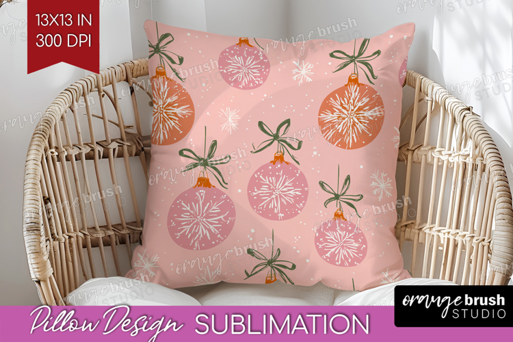 Pink Christmas Pillow Sublimation - Coquette Xmas Pillow PNG