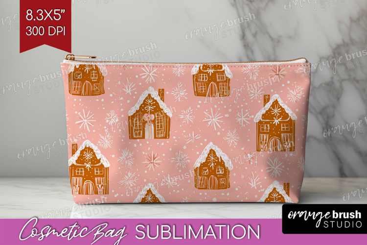 Pink Christmas Cosmetic Bag - Coquette Xmas Makeup Bag PNG