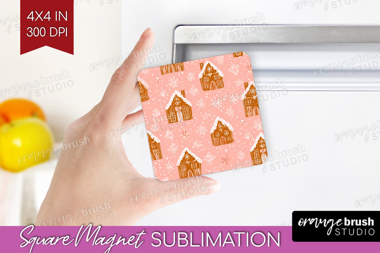 Pink Christmas Magnet Sublimation - Coquette Xmas Square PNG