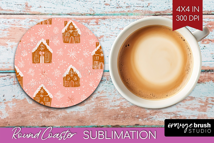 Pink Christmas Round Coaster - Coquette Xmas Coaster PNG