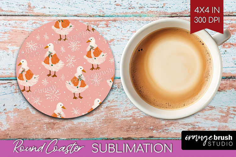 Pink Christmas Round Coaster - Coquette Xmas Coaster PNG