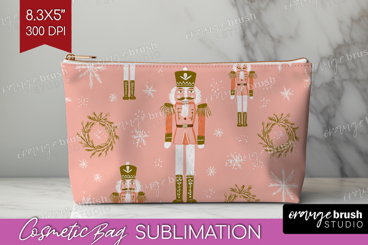 Pink Christmas Cosmetic Bag - Coquette Xmas Makeup Bag PNG