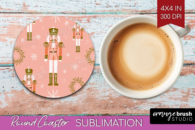 Pink Christmas Round Coaster - Coquette Xmas Coaster PNG