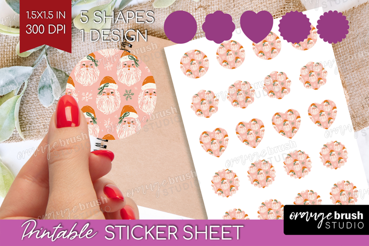Pink Christmas Round Sticker - Coquette Xmas Printable Sheet