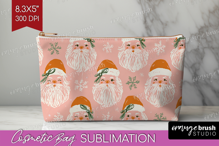 Pink Christmas Cosmetic Bag - Coquette Xmas Makeup Bag PNG
