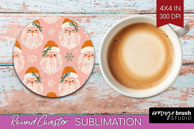 Pink Christmas Round Coaster - Coquette Xmas Coaster PNG