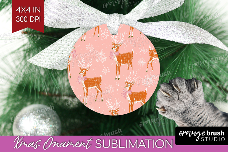 Pink Christmas Ornament PNG - Coquette Xmas PNG Sublimation