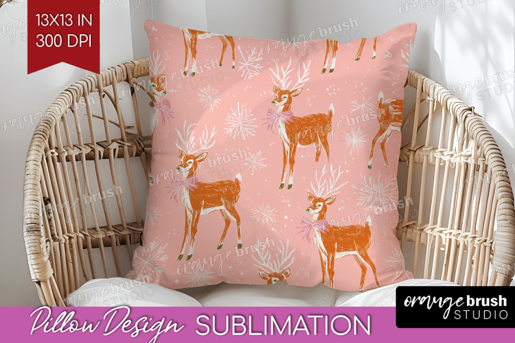 Pink Christmas Pillow Sublimation - Coquette Xmas Pillow PNG