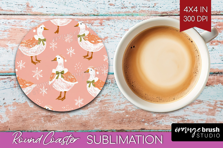Pink Christmas Round Coaster - Coquette Xmas Coaster PNG