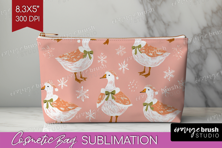 Pink Christmas Cosmetic Bag - Coquette Xmas Makeup Bag PNG