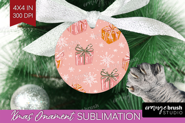 Pink Christmas Ornament PNG - Coquette Xmas PNG Sublimation