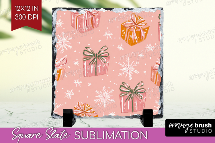Pink Christmas Slate PNG - Coquette Xmas Square Slate