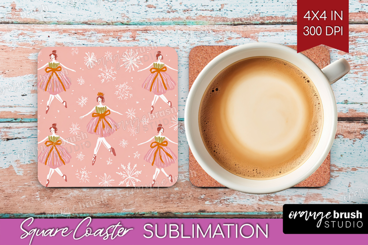 Pink Christmas Square Coaster - Coquette Xmas Coaster PNG