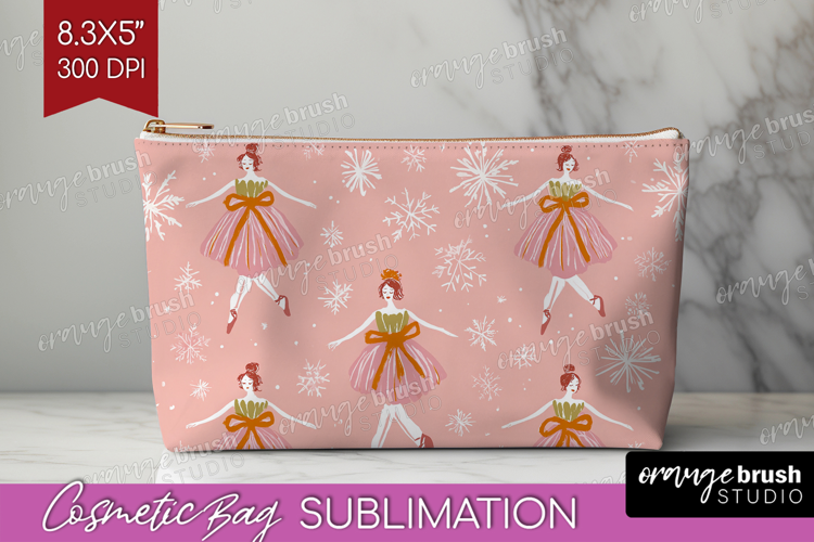 Pink Christmas Cosmetic Bag - Coquette Xmas Makeup Bag PNG