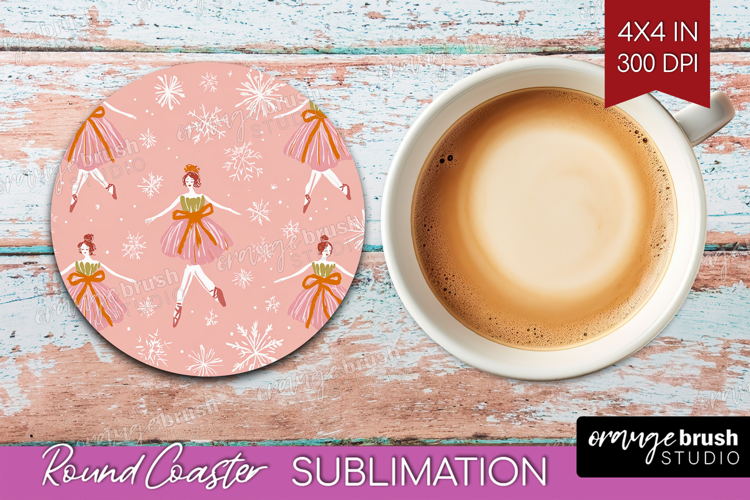 Pink Christmas Round Coaster - Coquette Xmas Coaster PNG