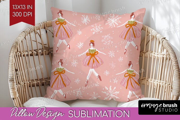 Pink Christmas Pillow Sublimation - Coquette Xmas Pillow PNG example image 1