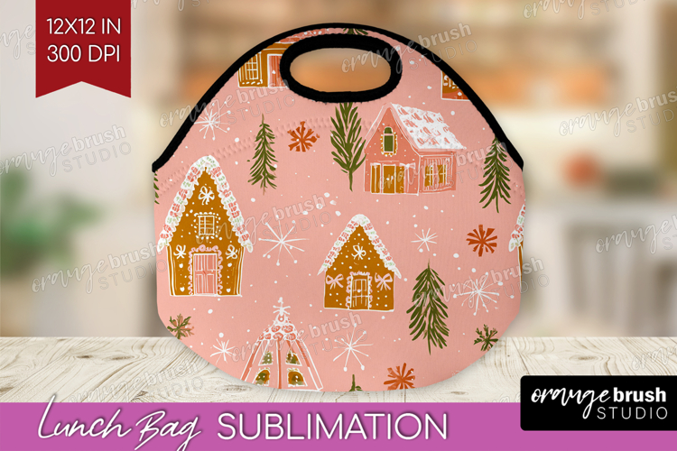 Pink Christmas Lunch Bag - Coquette Xmas Lunch Bug PNG