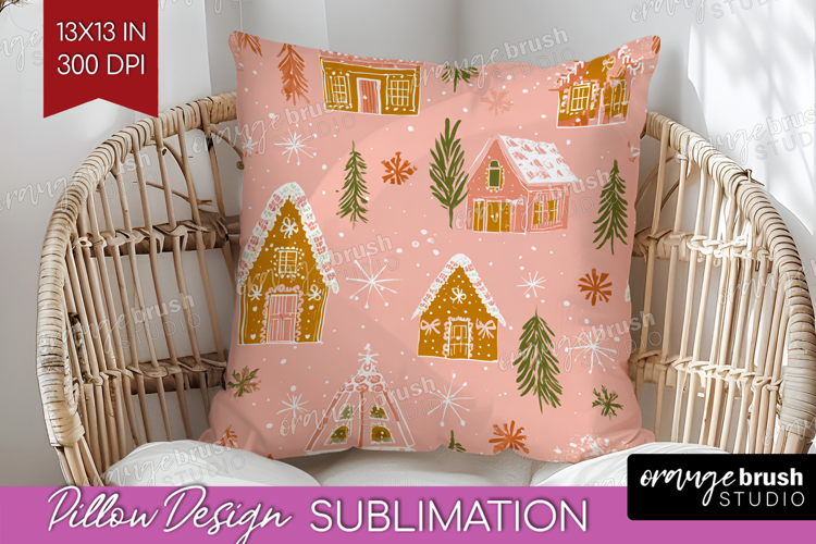 Pink Christmas Pillow Sublimation - Coquette Xmas Pillow PNG