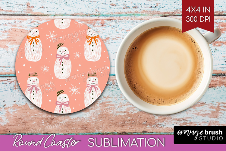 Pink Christmas Round Coaster - Coquette Xmas Coaster PNG