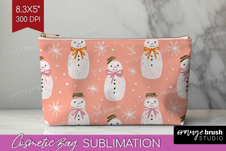 Pink Christmas Cosmetic Bag - Coquette Xmas Makeup Bag PNG