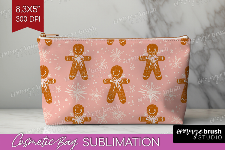 Pink Christmas Cosmetic Bag - Coquette Xmas Makeup Bag PNG