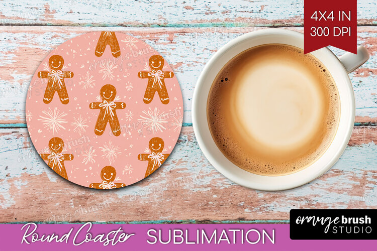 Pink Christmas Round Coaster - Coquette Xmas Coaster PNG example image 1