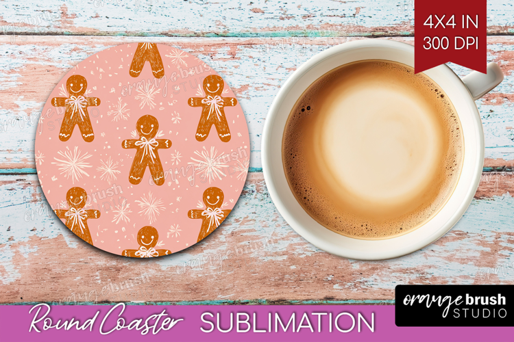 Pink Christmas Round Coaster - Coquette Xmas Coaster PNG