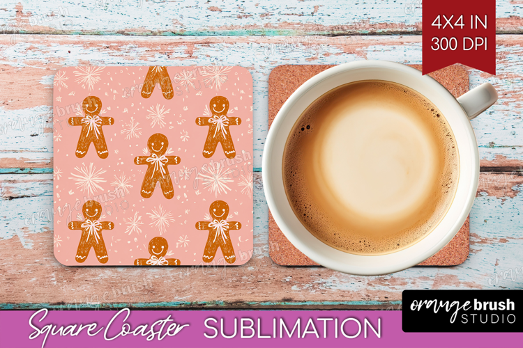 Pink Christmas Square Coaster - Coquette Xmas Coaster PNG