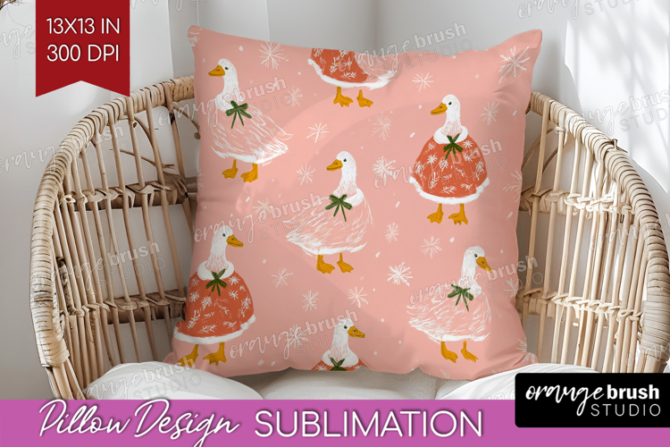 Pink Christmas Pillow Sublimation - Coquette Xmas Pillow PNG