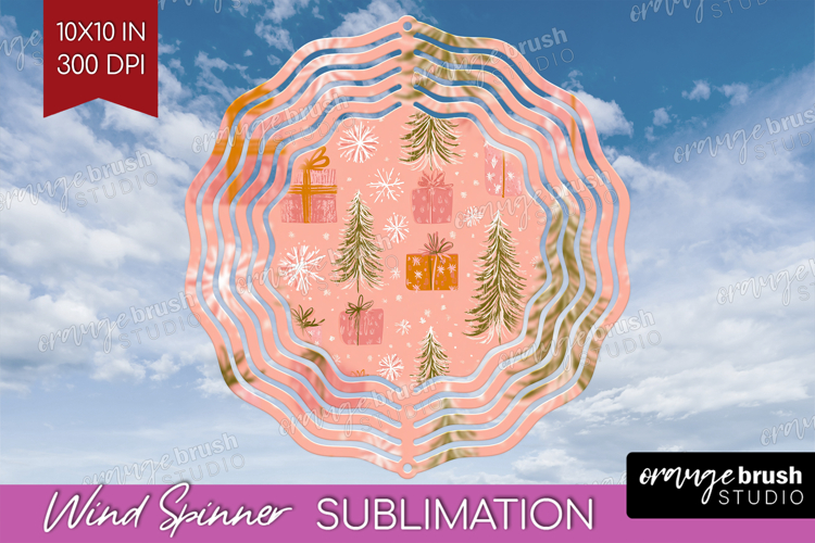 Pink Christmas Wind Spinner Sublimation PNG - Coquette Xmas