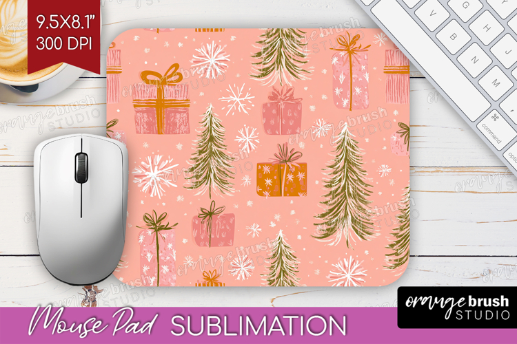 Pink Christmas Mouse Pad Sublimation - Coquette Xmas PNG