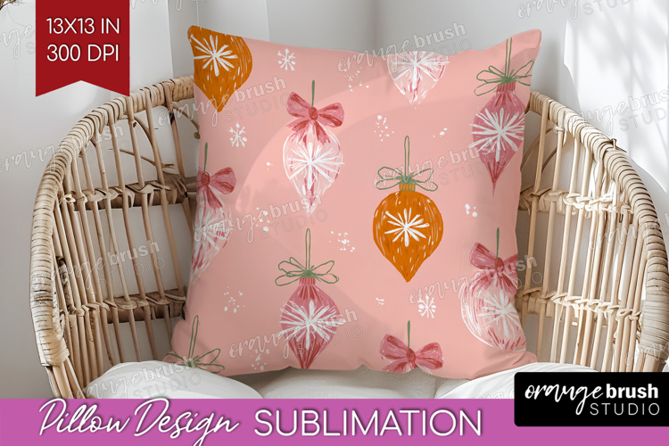 Pink Christmas Pillow Sublimation - Coquette Xmas Pillow PNG