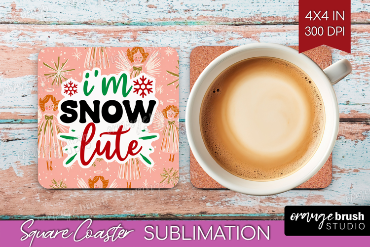 Funny Christmas Quote Square Coaster - Pink Xmas Coaster PNG
