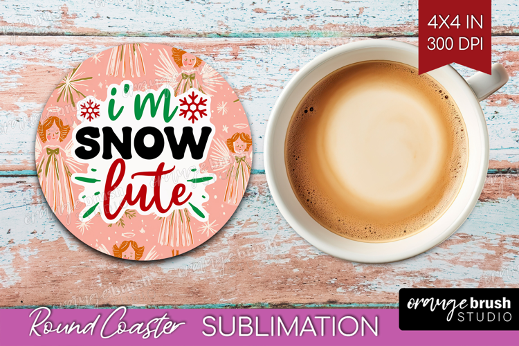 Funny Christmas Quote Round Coaster - Pink Xmas Coaster PNG