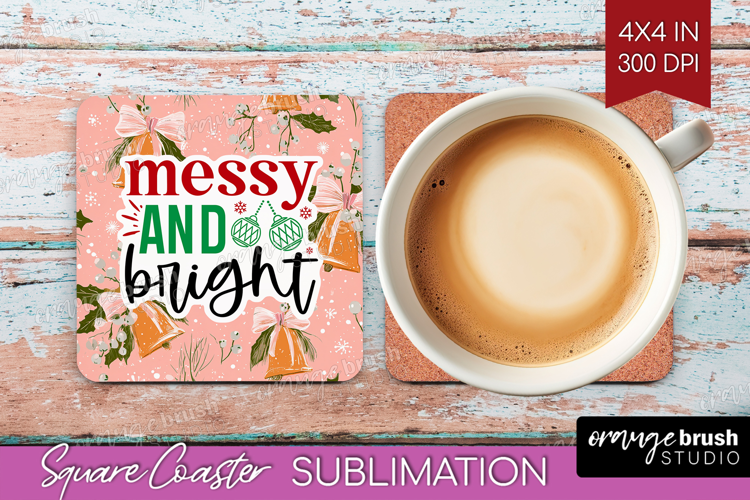 Funny Christmas Quote Square Coaster - Pink Xmas Coaster PNG