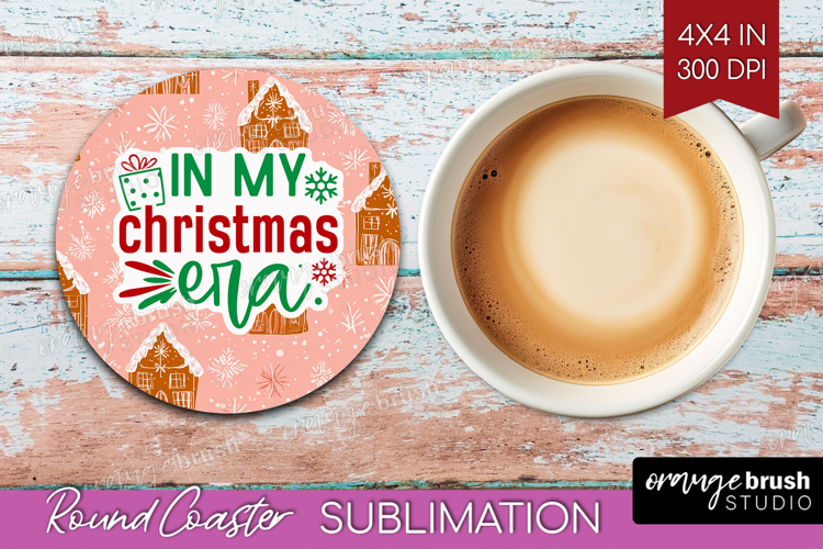 Funny Christmas Quote Round Coaster - Pink Xmas Coaster PNG