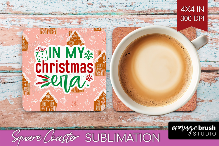 Funny Christmas Quote Square Coaster - Pink Xmas Coaster PNG