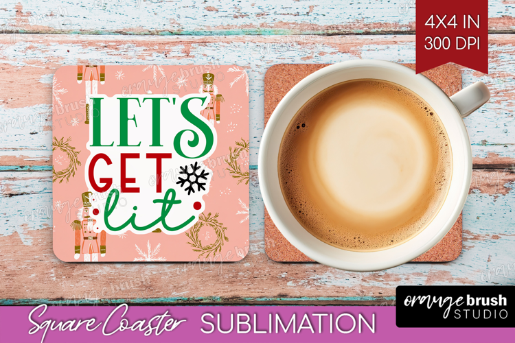 Funny Christmas Quote Square Coaster - Pink Xmas Coaster PNG