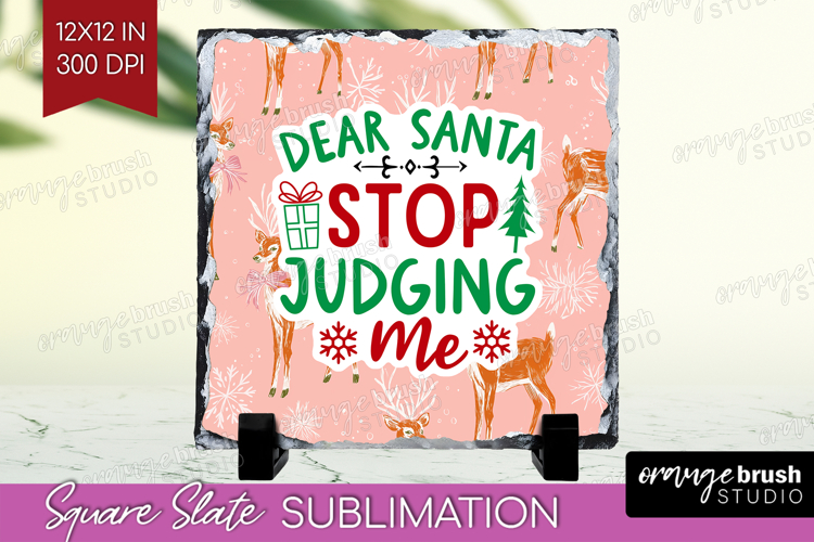 Funny Christmas Quote Slate PNG - Pink Xmas Square Slate