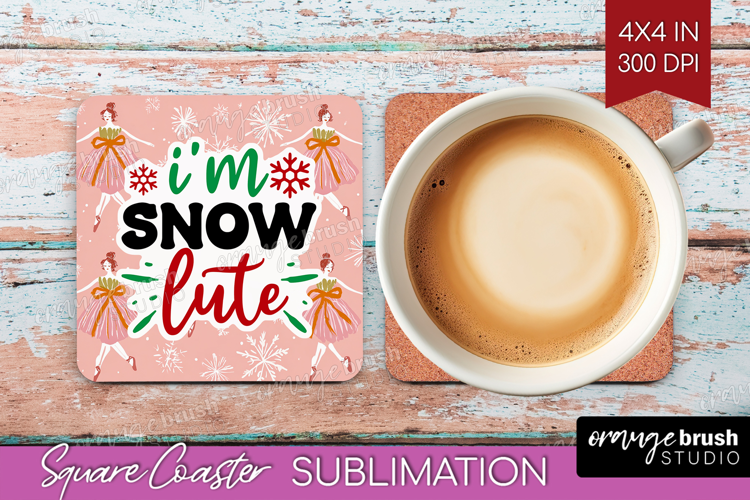 Funny Christmas Quote Square Coaster - Pink Xmas Coaster PNG