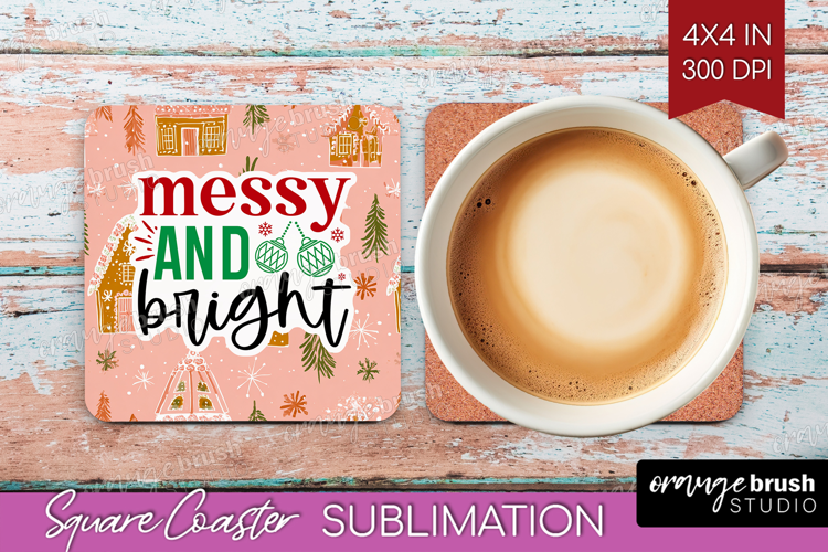 Funny Christmas Quote Square Coaster - Pink Xmas Coaster PNG