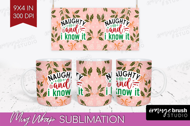 Funny Christmas Quote Mug Wrap - Pink Xmas Mug PNG