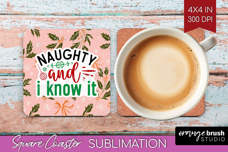 Funny Christmas Quote Square Coaster - Pink Xmas Coaster PNG