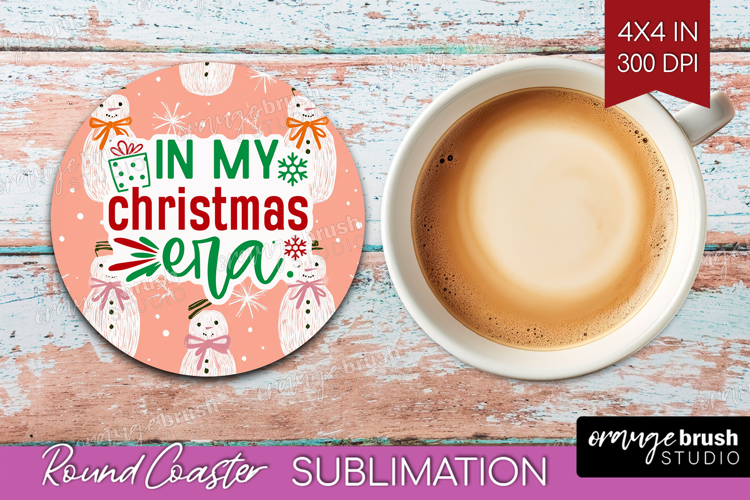 Funny Christmas Quote Round Coaster - Pink Xmas Coaster PNG