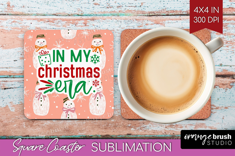 Funny Christmas Quote Square Coaster - Pink Xmas Coaster PNG