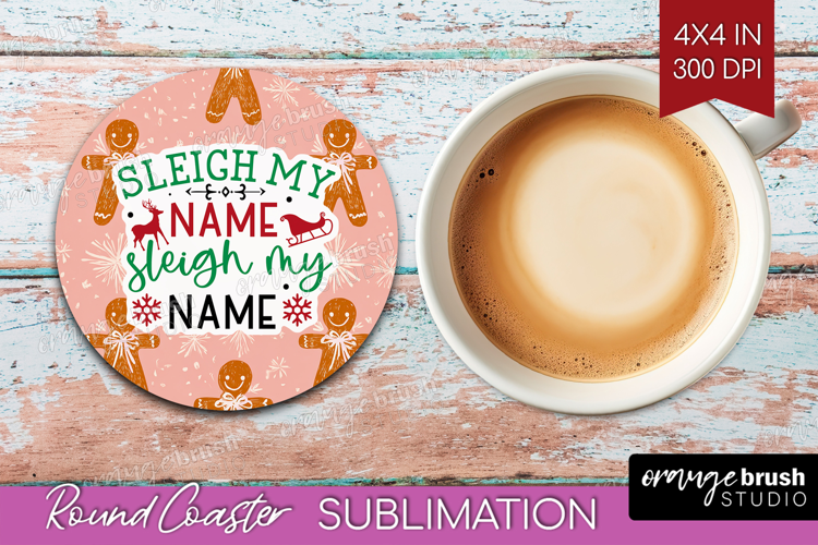 Funny Christmas Quote Round Coaster - Pink Xmas Coaster PNG